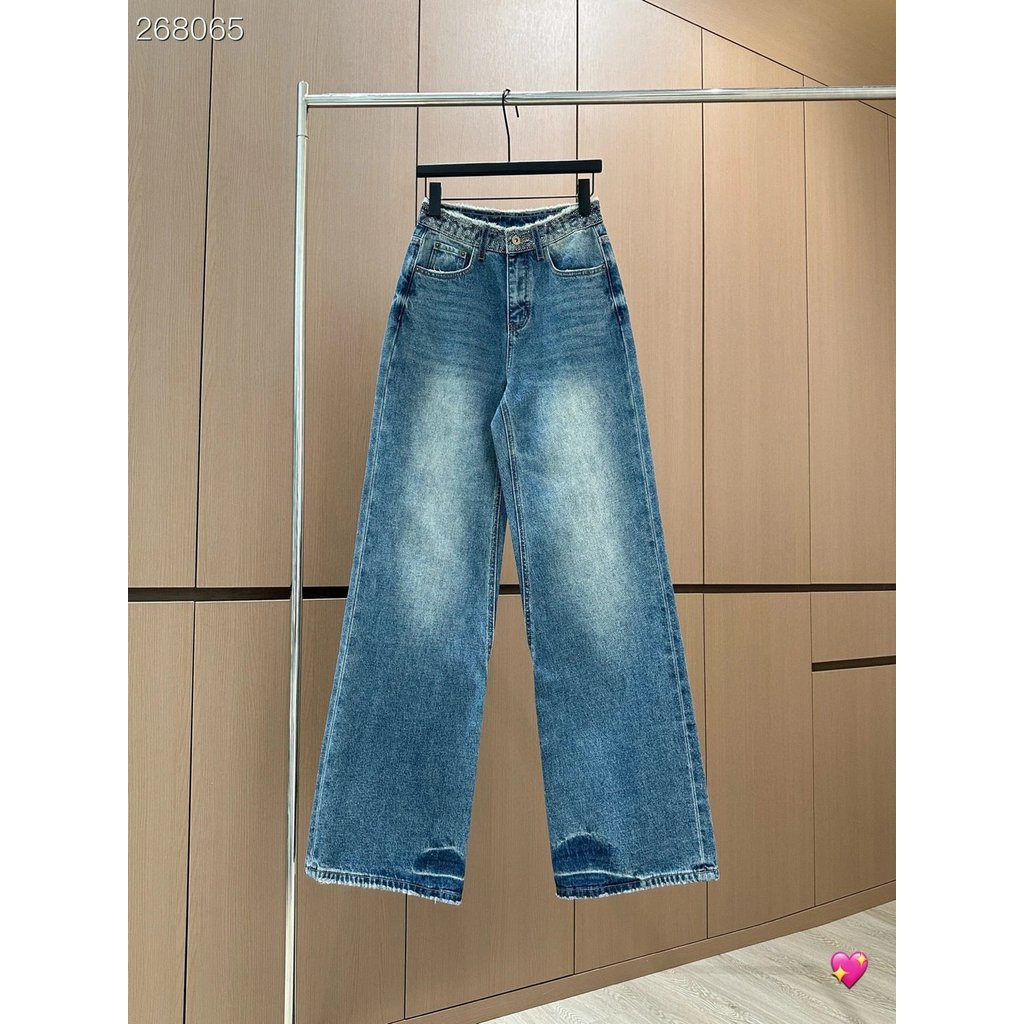 กางเกงยีนส์ขนแกะ Alexander Wang สำหรับผู้หญิง ทรงเรียบหรู ขนาดกระแทรก พื้นฐานสไตล์คลาสสิก พร้อมรายละ