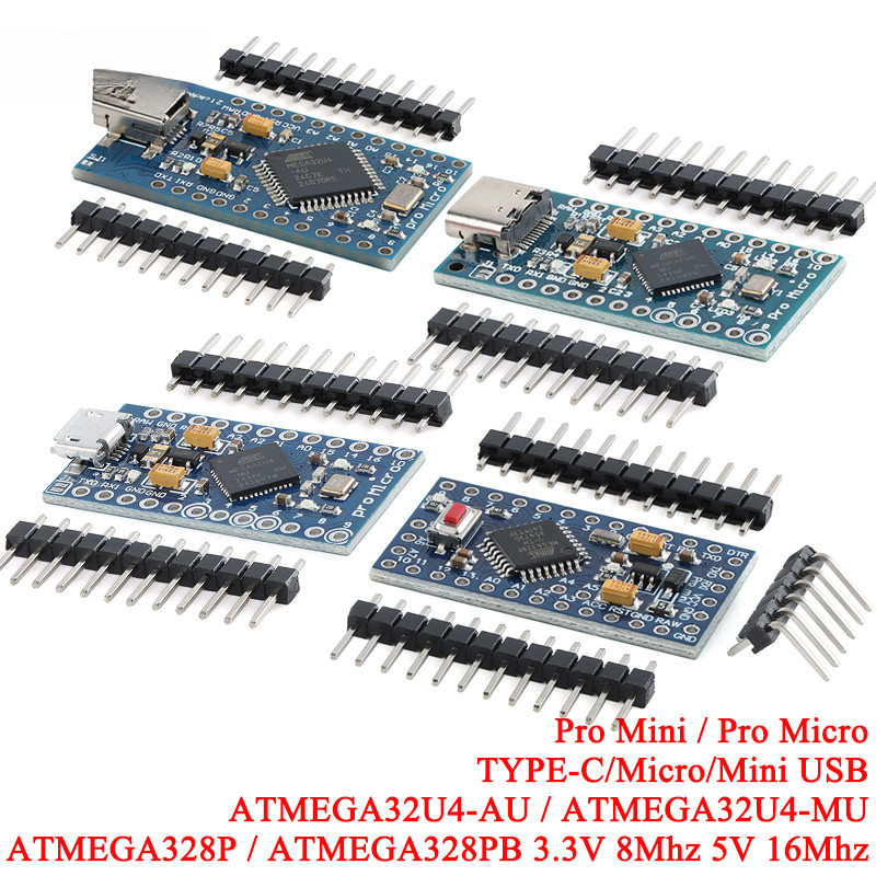 1-2Pcs Pro Mini 328 Atmega328P 5V 16MHZ 3.3V 8MHz ATMEGA328 Mini Pro ATMEGA328PB 328PB ATMEGA32U4 สํ