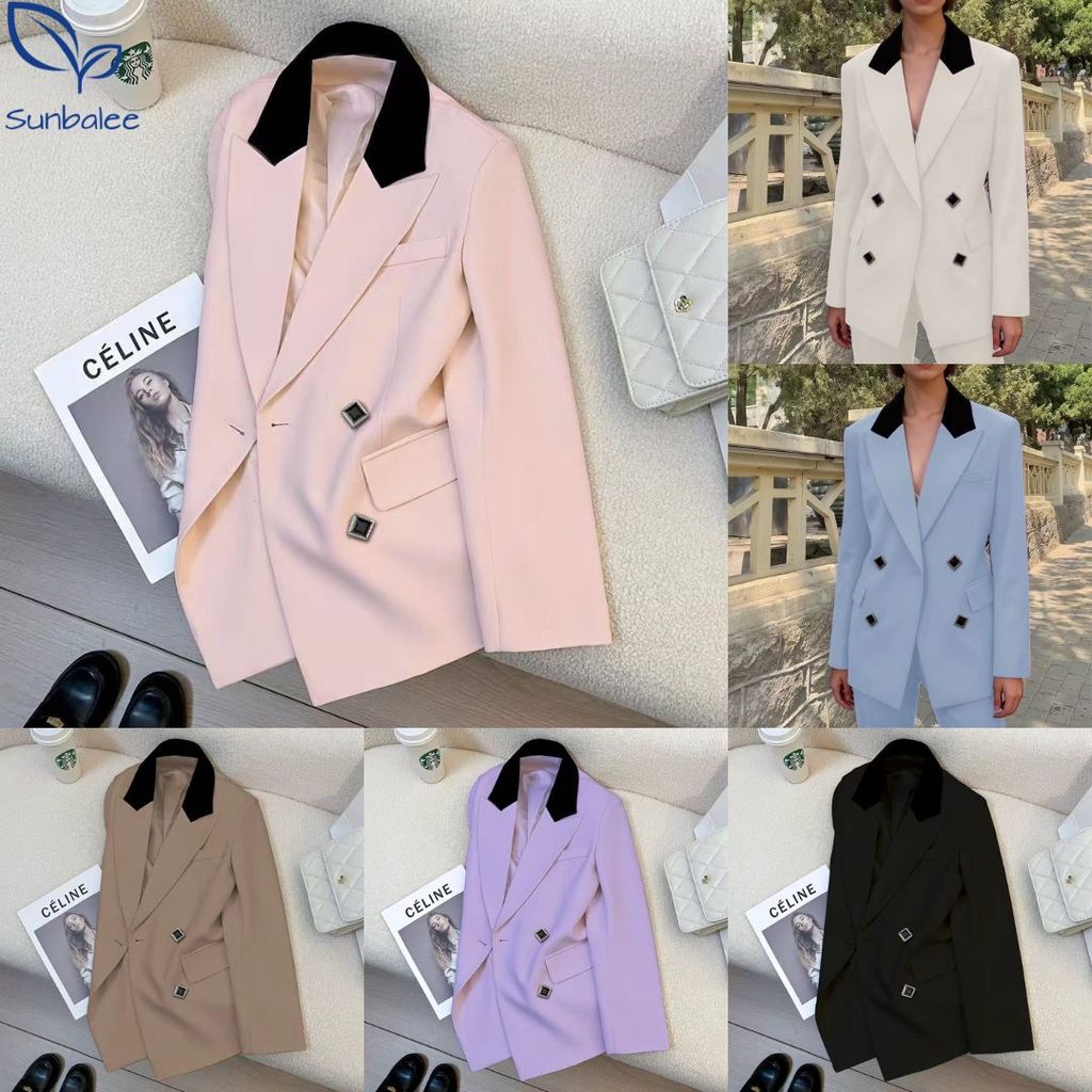 SUNBALEE SUIT เสื้อสูทผู้หญิง ทรงโอเวอร์ไซส์ S-4XL ดีไซน์เกาหลี สีพาสเทล เรียบหรู ใส่ทำงาน ใส่ออกงาน