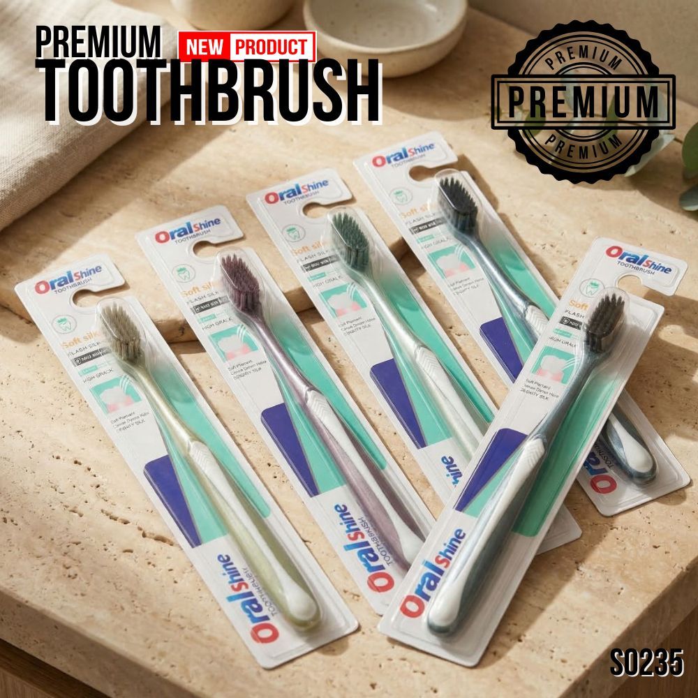 S0235 OralShine แปรงสีฟัน พรีเมียม ขนนุ่มพิเศษ ถนอมเหงือกและฟัน ทำความสะอาดล้ำลึก มินิมอล