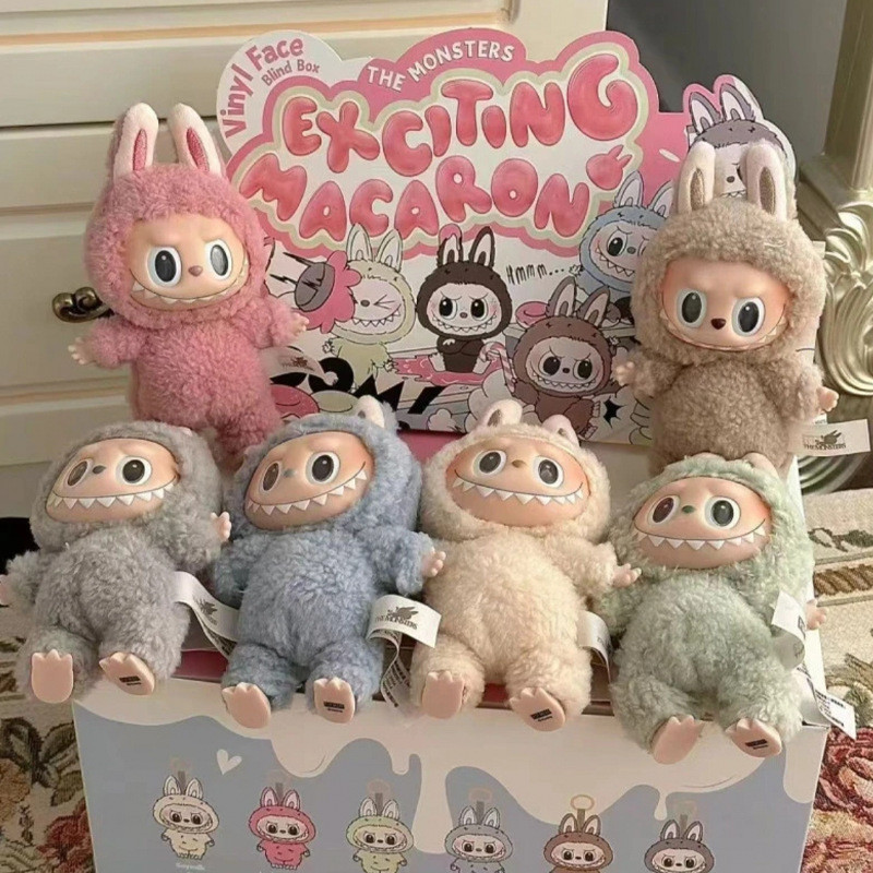Labubu Blind Box Doll One Two Three Generation Hanging Macaron Blind Box Play Doll