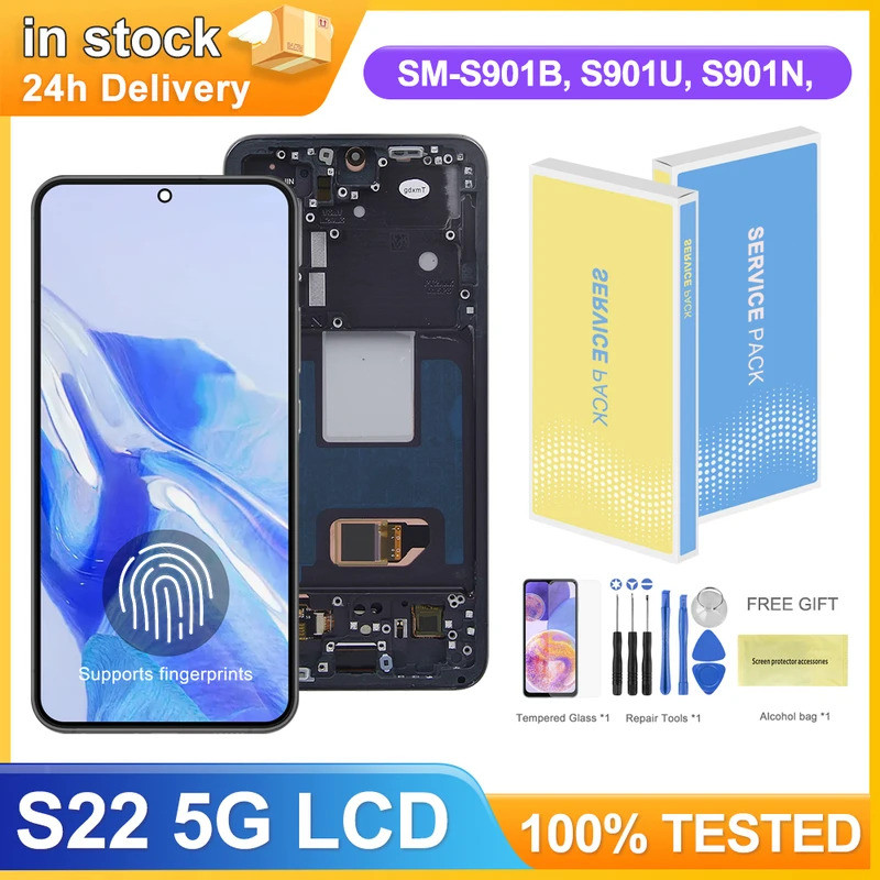 AMOLED S22 สําหรับ Samsung ทดสอบสําหรับ S22 5G S901B S901U S901W S901N S901E จอแสดงผล LCD Touch Scre