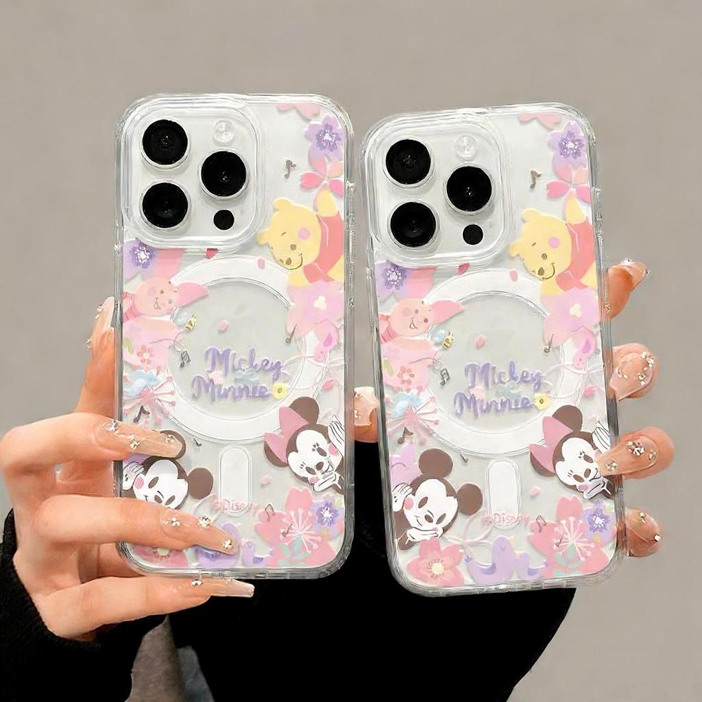 เคสโทรศัพท์แม่เหล็ก ลายมิกกี้เมาส์ ใช้ได้กับ iPhone17/16/15/14ProMax/13Pro/12/11,X/XR,7/8Plusป้องกันการตกกระแทกคุณภาพสูง