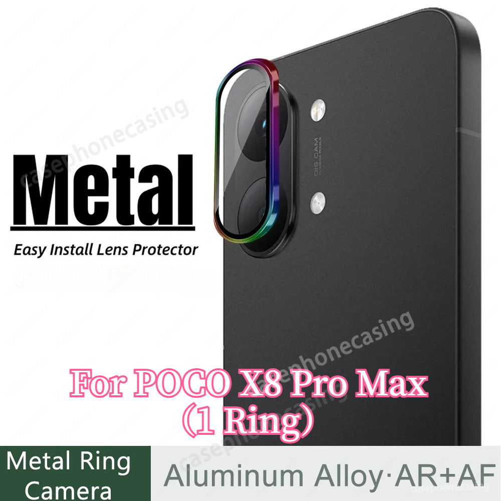 ตัวป้องกันกล้องสําหรับ POCO X8 X7 Pro Max X8ProMax 4G 5G 2026 กรณี 3D ฝาครอบโค้งกระจกนิรภัย Matel แหวนกล้องเลนส์ป้องกันฟิล์ม