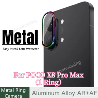 ตัวป้องกันกล้องสําหรับ POCO X8 X7 Pro Max X8ProMax 4G 5G 2026 กรณี 3D ฝาครอบโค้งกระจกนิรภัย Matel แหวนกล้องเลนส์ป้องกันฟิล์ม
