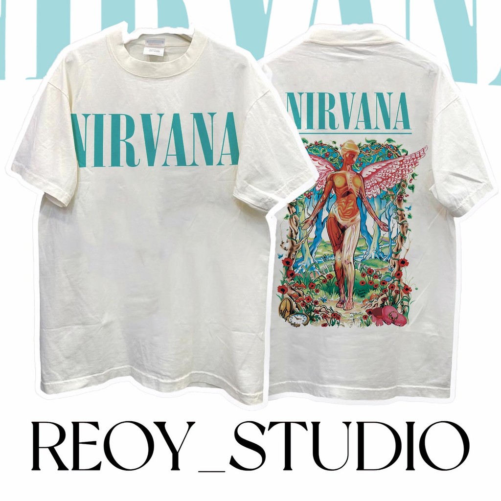 เสื้อยืด oversize เกาหลี NIRVANA ผ้าเทคโนโลยี จากอเมริกา ผลิตโดยร้าน งานใหม่เป็นงานมือ unisex ใส่ได้ทั้ง ชายหญิง #010