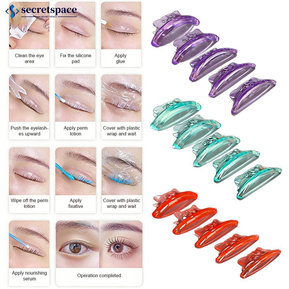 SECRETSPACE 5 คู่ Applicator เครื่องมือขนตาแผ่นซิลิโคนReusable Eyelash Extension Cat Shape Lash Lift