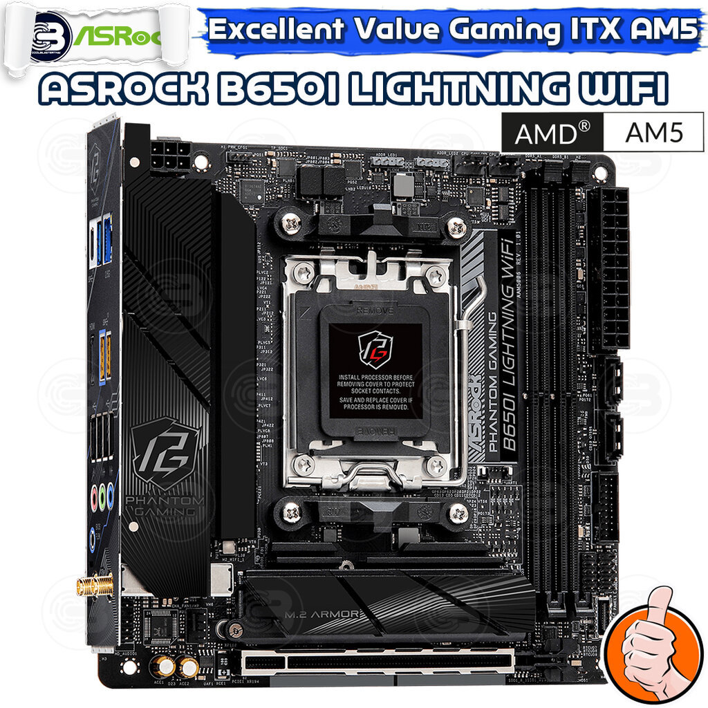 [CoolBlasterThai] ASROCK MAINBOARD B650I Lightning WiFi AMD SOCKET AM5 DDR5 Mini-ITX ประกัน 3 ปี