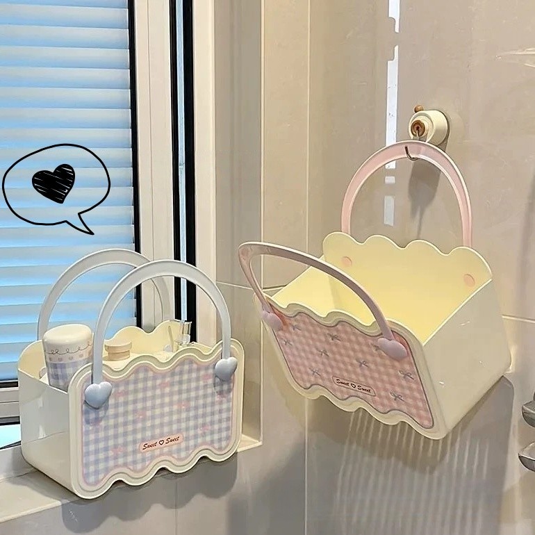 ตะกร้าใส่ของ ตะกร้าอาบน้ำ มีหูหิ้ว พกพาง่าย ความจุขนาดใหญ่ พลาสติกแข็งแรง ระบายน้ำดี ATCCH