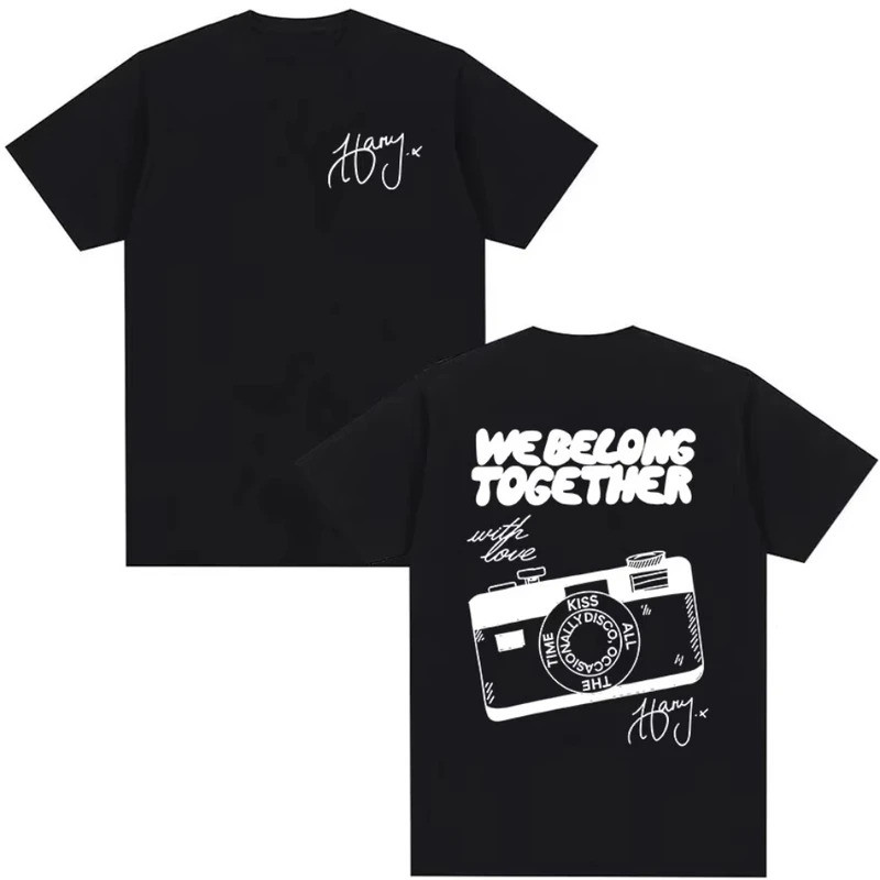 เสื้อยืดพิมพ์ลาย Harry Styles We Belong Together Tour 2026 สำหรับผู้ชายและผู้หญิง แฟชั่นเพลงป๊อป ผ้า
