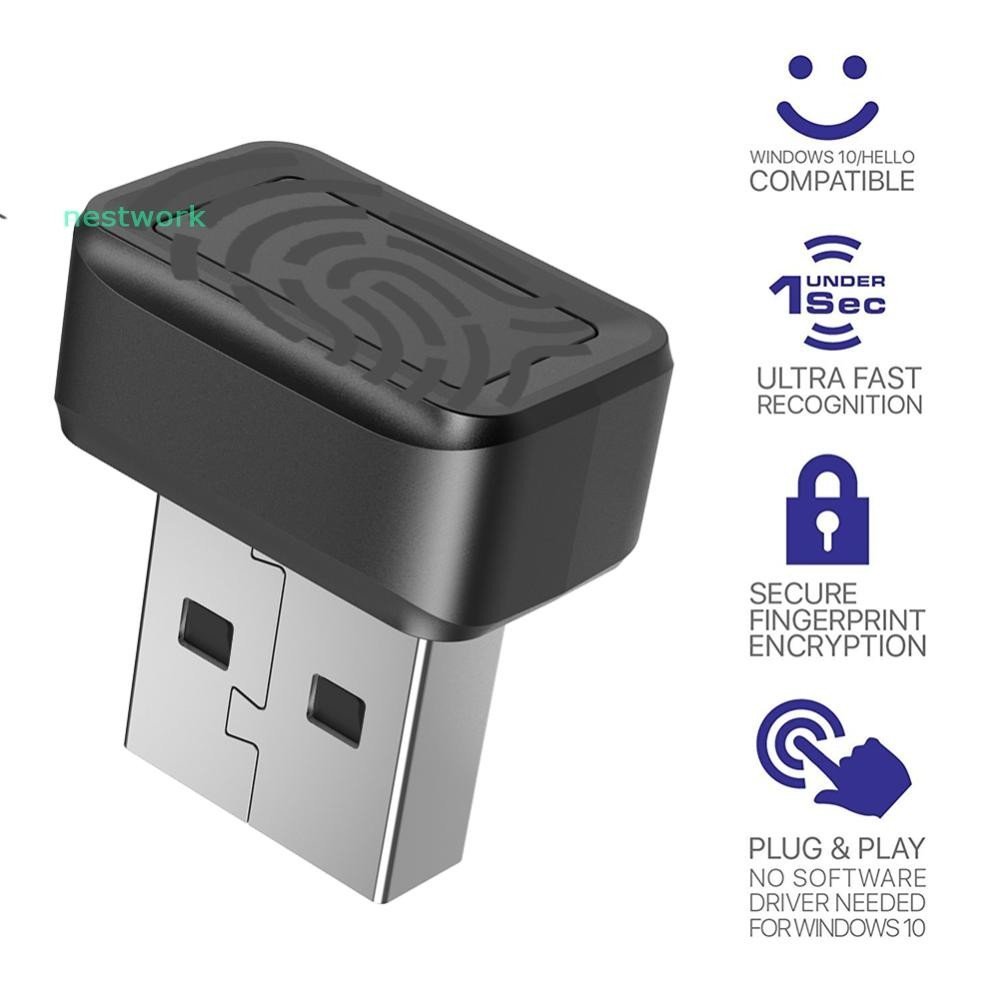 USB Fingerprint Key Reader FIDO U2F Windows Hello Mini Biometric Security Key Dongle 360° Touch Free