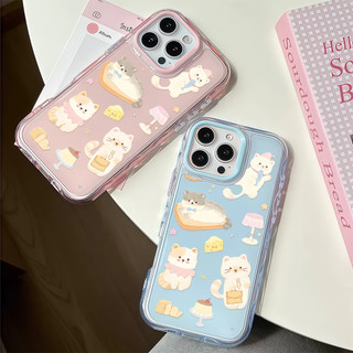 ✨จัดส่งฟรีภายในพื้นที่✨เคสโทรศัพท์ลูกแมวแบบสบาย ๆ เหมาะสำหรับ iPhone16 15 14 Pro Plus 13 12 11 Promax เคสป้องกัน TPU