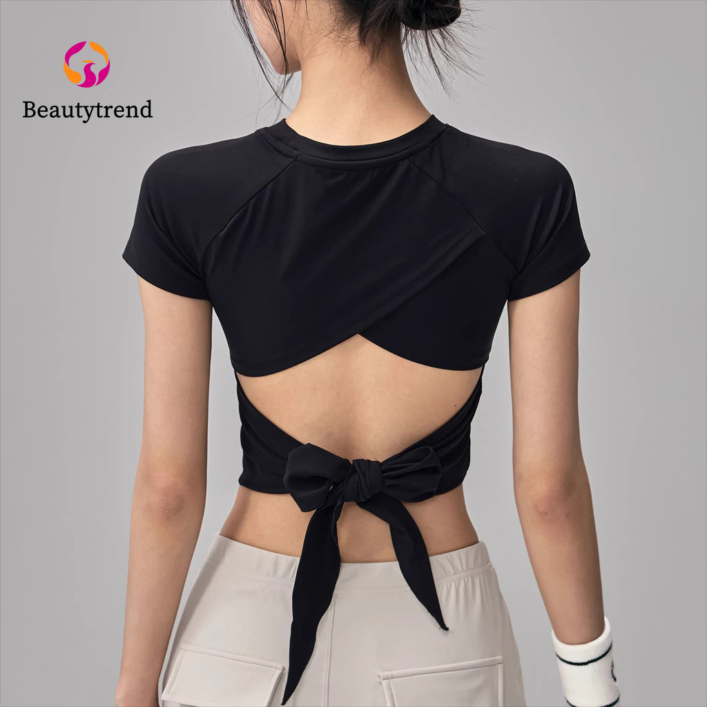เสื้อยืดโยคะเทรนด์ใหม่ วัสดุโปร่งแสง ออกแบบเซ็กซี่และสวยงาม สวมใส่ได้ทุกวัน