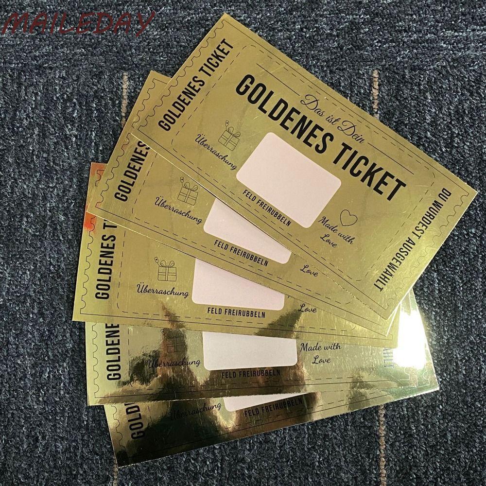 MAILE Golden Ticket Scratch Card,พร้อมซองจดหมายRaffleของขวัญคอนเสิร์ตตั๋ว,Scratch Ticket Party Favor