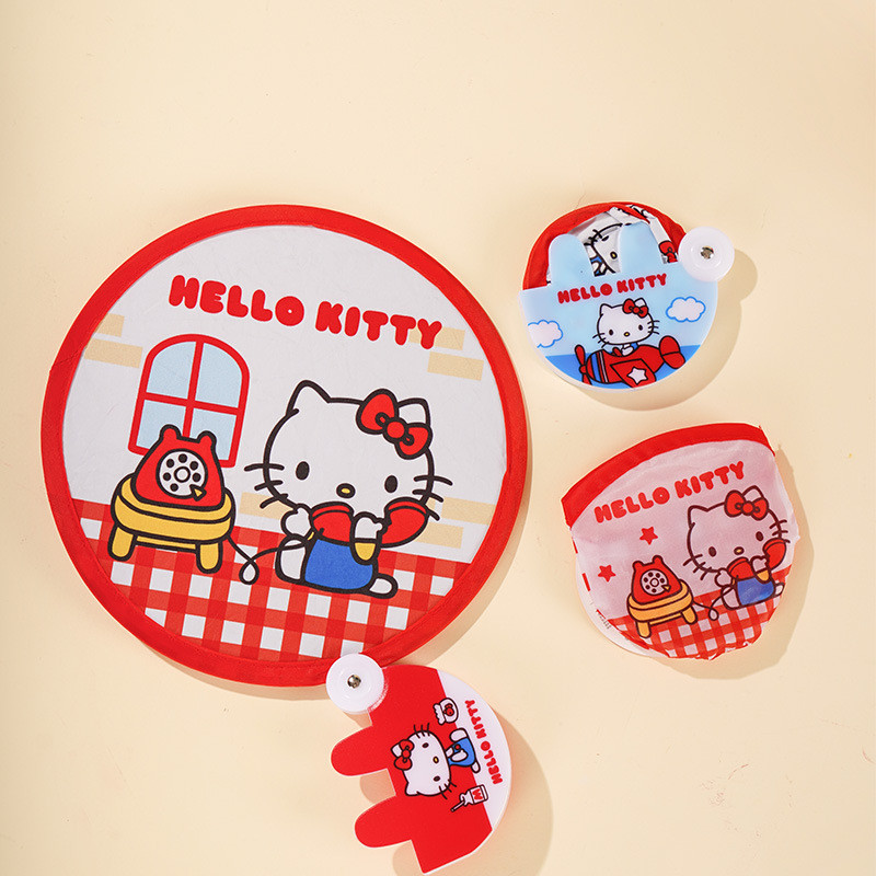 Sanrio Hello Kitty พัดลมสะท้อนแสงแบบพับได้สําหรับผู้หญิงแบบพกพาออกนอกบ้านความจุขนาดใหญ่เดินทางแบบพกพาน่ารัก