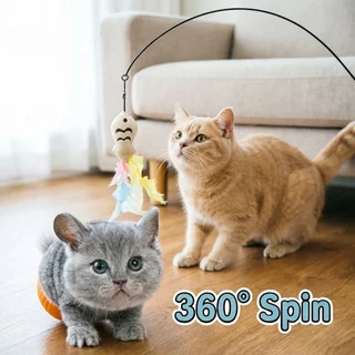 ไม้ตกแมว ของเล่นแมว หมุนได้ 360° วัสดุซิลิโคน ลวดเหล็ก กระตุ้นความอยากรู้อยากเห็น