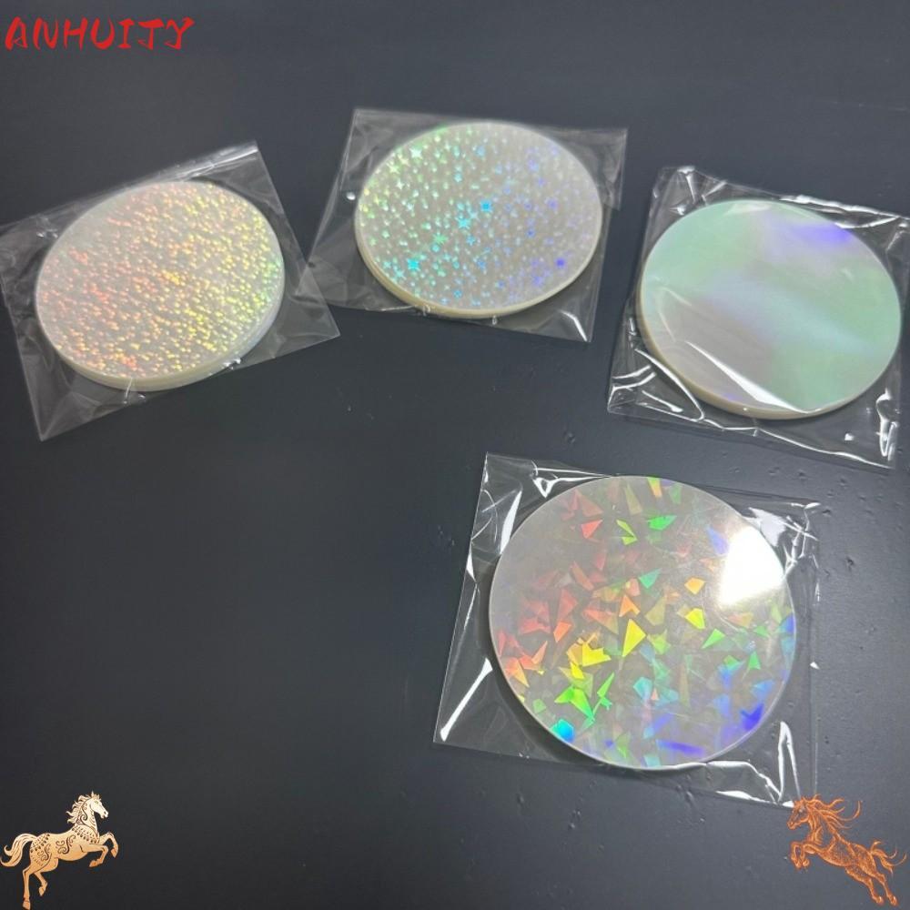 AHUITYJ 100 ชิ้นโปร่งใสป้ายฟิล์ม,หลายสไตล์ Star รูปแบบฟิล์มเลเซอร์ป้ายครอบคลุม,รอบ DIY ทํา PVC Badge ฟิล์มป้องกันสําหรับ 58 มม.ป้าย