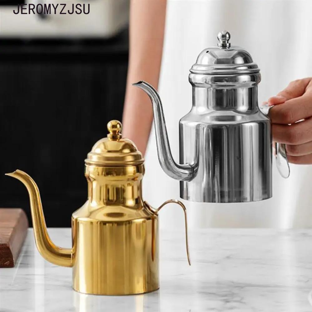 JEROMYZJSU ขวดน้ํามันสแตนเลส, 310/500ml ยาว Spout หม้อน้ํามัน, ทนทาน Anti-fall สไตล์อาหรับน้ํามันกันสนิมกาต้มน้ําซอสถั่วเหลือง