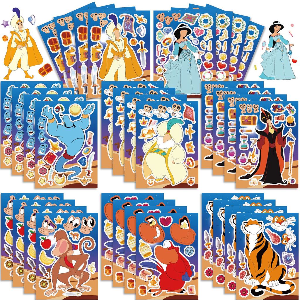 Aladdin and the King of Thieves Puzzle Stickers Princess Movie Periphery Childrens Account Stickers 