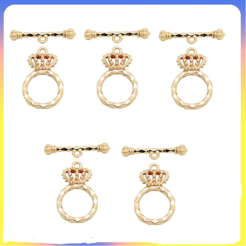 💍 Golden Crown OT ตัวล็อคสำหรับอุปกรณ์ทำสร้อยคอ DIY 5 ชุด เครื่องประดับโลหะ