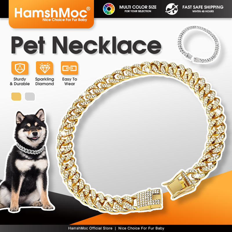 HamshMoc สร้อยคอสัตว์เลี้ยงแฟชั่น Rhinestone เงาปรับความยาว 20-70 ซม.สําหรับทุกพันธุ์ในร่มกลางแจ้ง