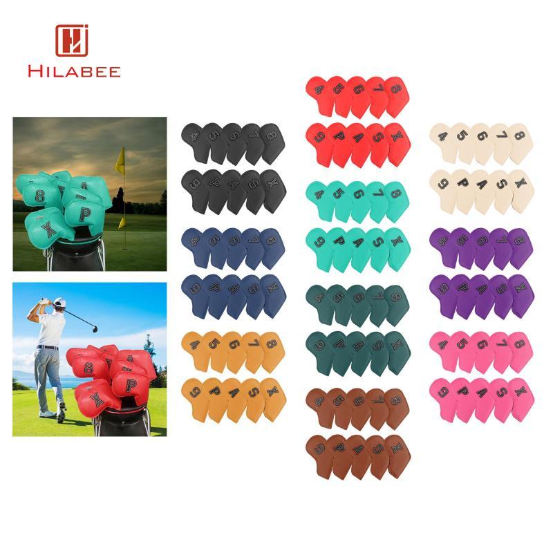 HILABEE ฝาครอบหัวเหล็กและไม้กอล์ฟ หนังPU 10ชิ้น