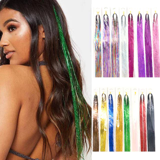 🔥🔥🔥【In Stock】Pony Headdress Hair Extension Glitter Tinsel Straight False Synthetic Sparkle Shiny