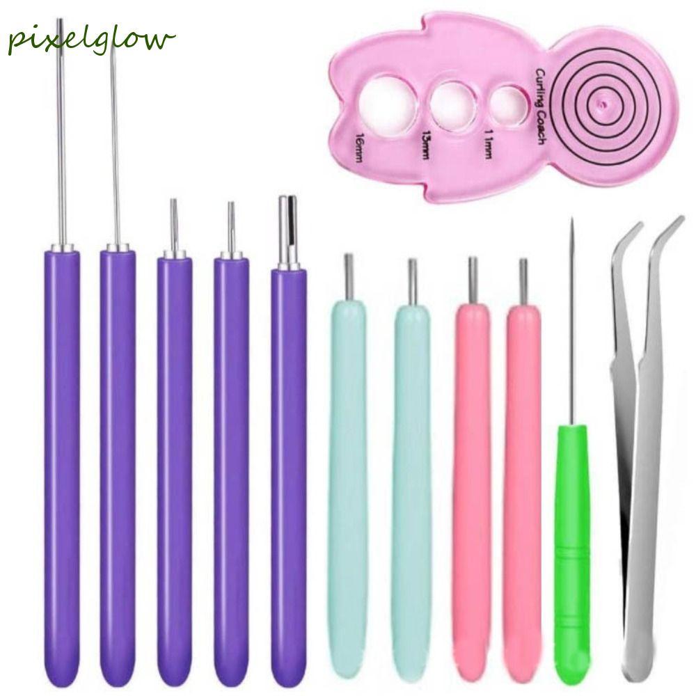 PIXELGLOW 12PCS Quilling Needle Kit, Quilling Slotted Pen Multi Size Paper Quilling Tools, Paper Str