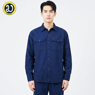 เสื้อเชิ๊ตม่อฮ่อมแบบดั้งเดิม คอปก กระดุมธรรมดา 2 กระเป๋า แขน…