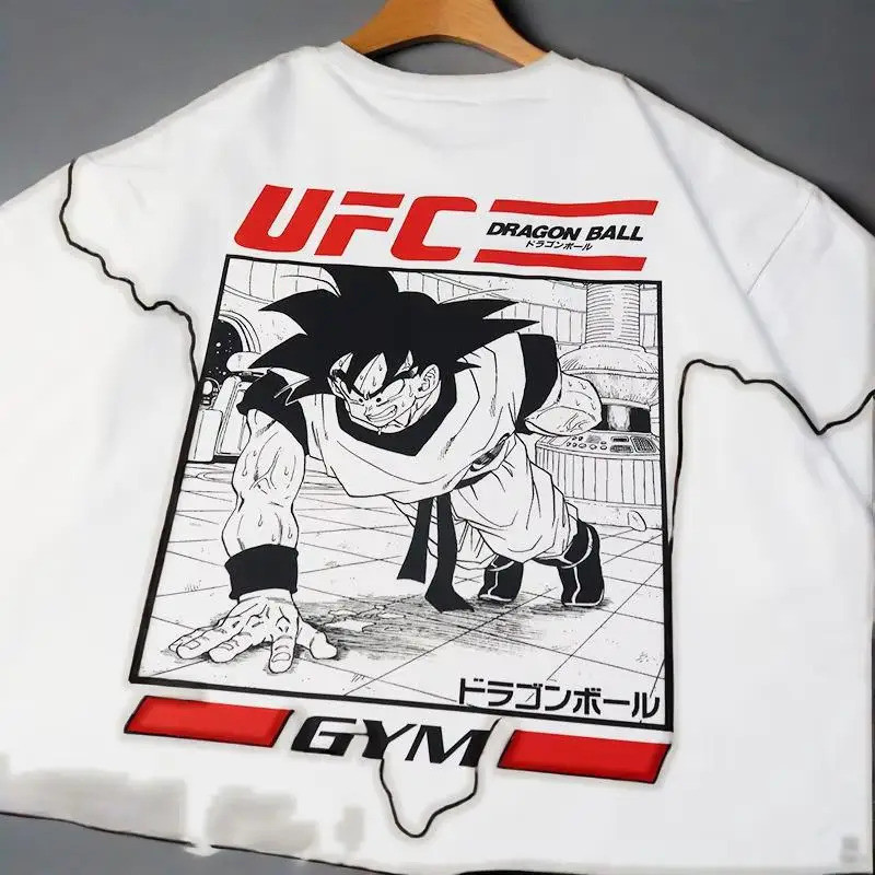 แอนิเมชั่น Dragon Ball ซุน วูคอง ร่วมกัน UFC เสื้อยืดคอตตอนพิมพ์ลายคุณภาพสูงสำหรับผู้ชายและผู้หญิง