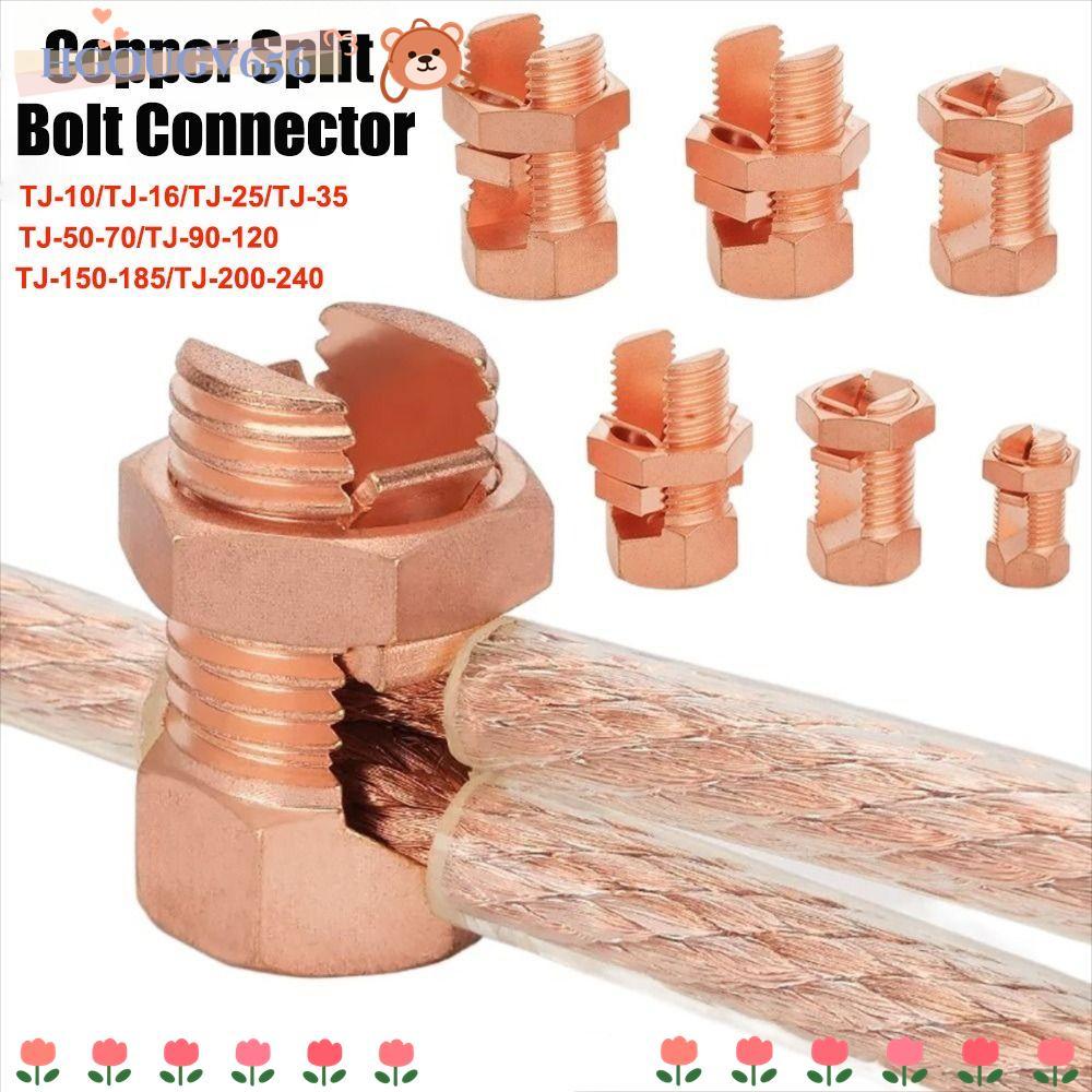 HGOUGVT Copper Split Bolt Connector, TJ Series Sturdy Split Bolt Connector, แคลมป์ทองแดงทนทาน