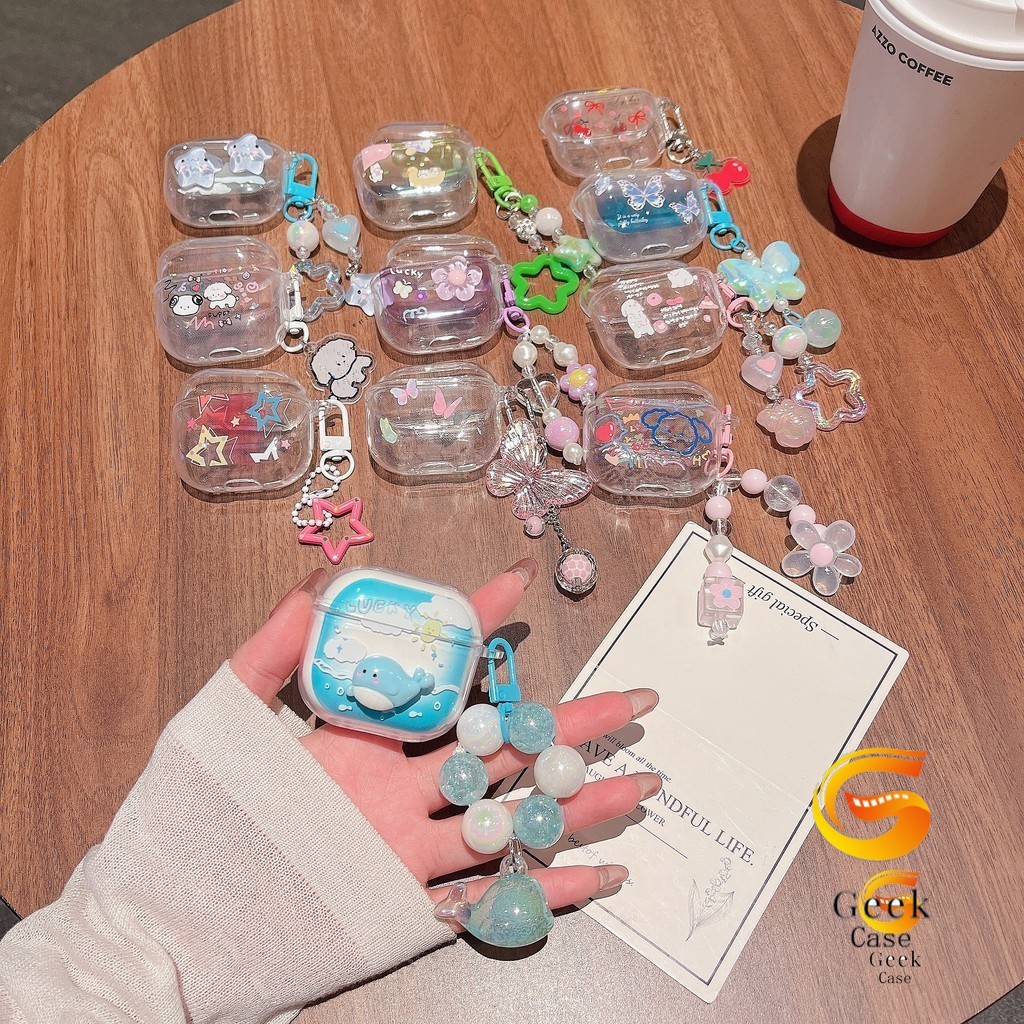 Geek สําหรับ HOCO EW26 เคส Case เคสหูฟัง บุคลิกภาพ วาฬ ลูกสุนัข ดอกไม้ ดาว ผีเสื้อ motif