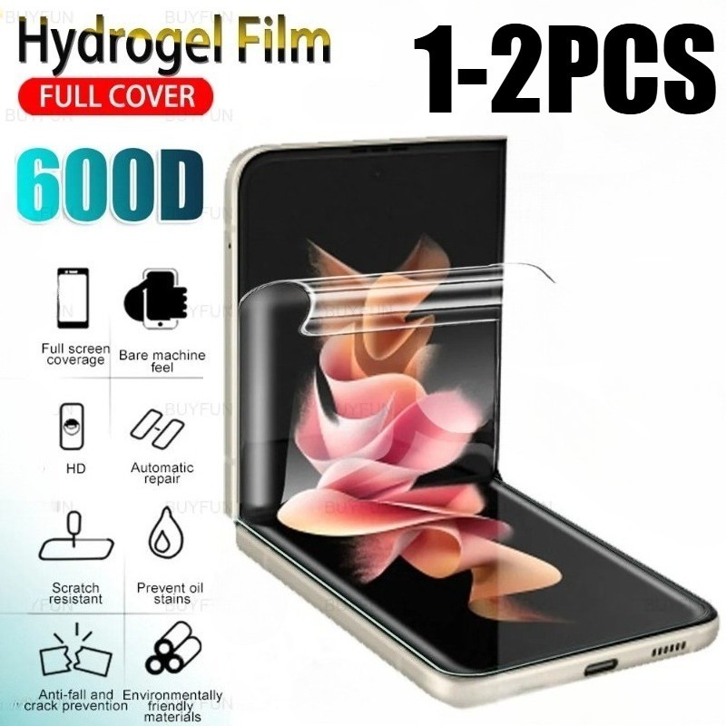 3in1 ฟิล์มป้องกันแบบนุ่มสําหรับ Infinix Tecno Phantom V Zero Flip Anti scratch Full Cover ติดตั้งง่า