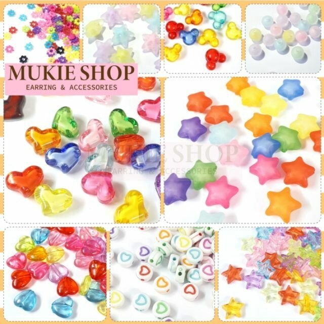 Mukie shop DIY ลูกปัด ลูกปัดคละสี ลูกปัดดอกไม้ V.4 หลายแบบหลายขนาด มุกี้ ช้อป ราคา ถูกที่สุด ดีลบีเคเค