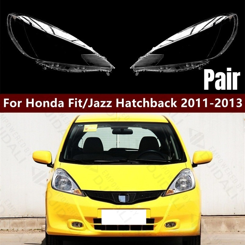 2PCS/Pair เปลือกไฟหน้าสําหรับพอดีแจ๊ส Honda Jazz Fit 2011 2012 2013ไฟหน้าฝาครอบพลาสติกโป๊ะไฟหน้า
