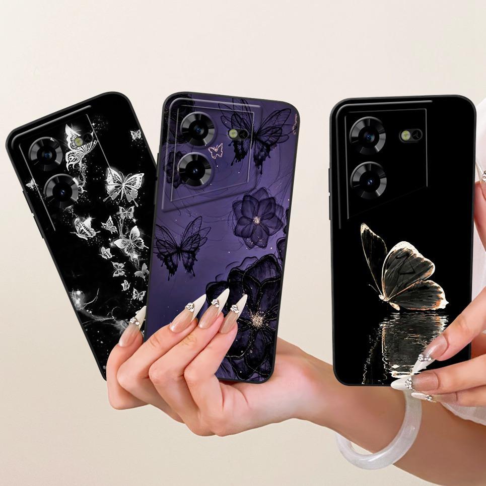 สําหรับ Tecno Pova 5 5Pro Pova5 X Free Fire LH7n LH8n เคสโทรศัพท์รูปแบบโบว์ดอกไม้ผีเสื้อ Girly ปกหลั
