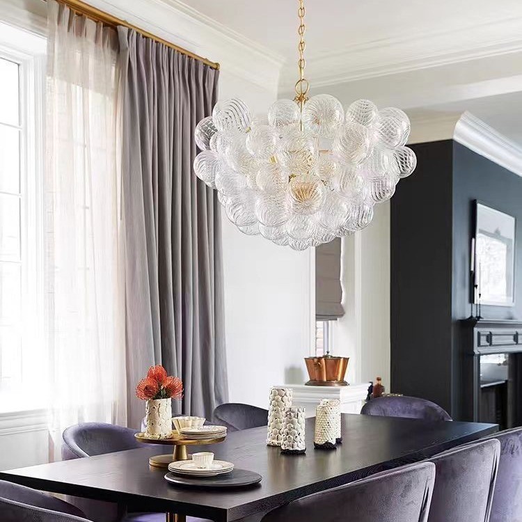 American Retro Glass Pendant Light Luxury French Creative Villa Living Room Dining Room Light Design