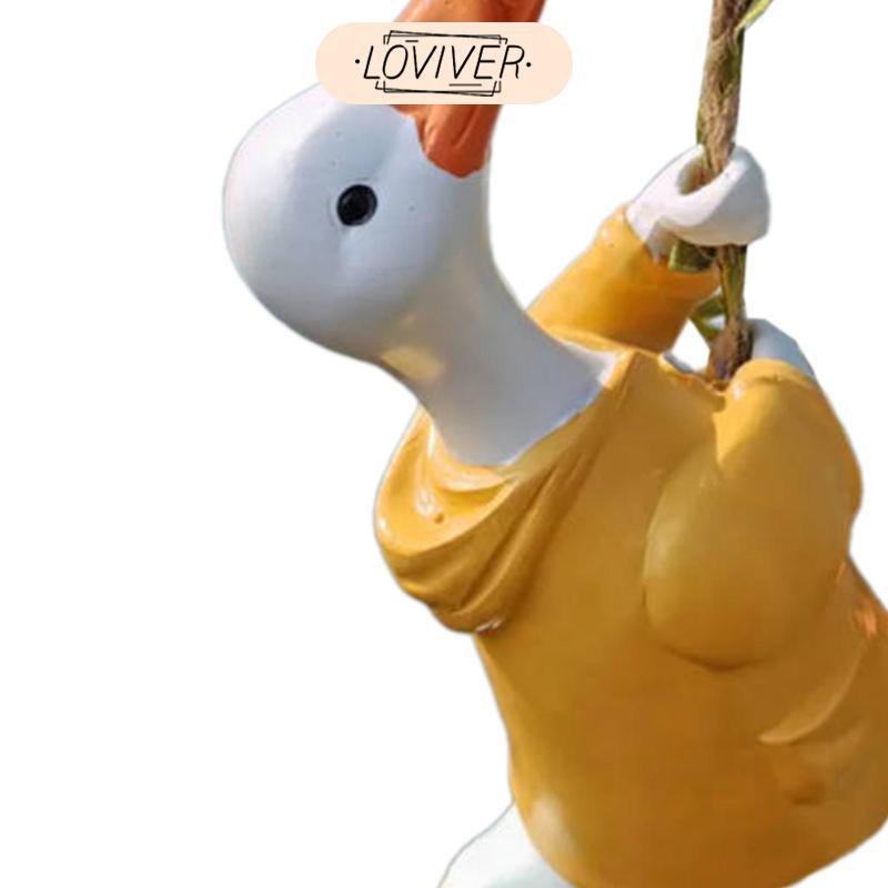 สวนเป็ดขนาดเล็กรูปปั้นขนาดเล็กปีนเขาเป็ดรูปปั้นสําหรับชั้นวางลาน - รูปที่ 4