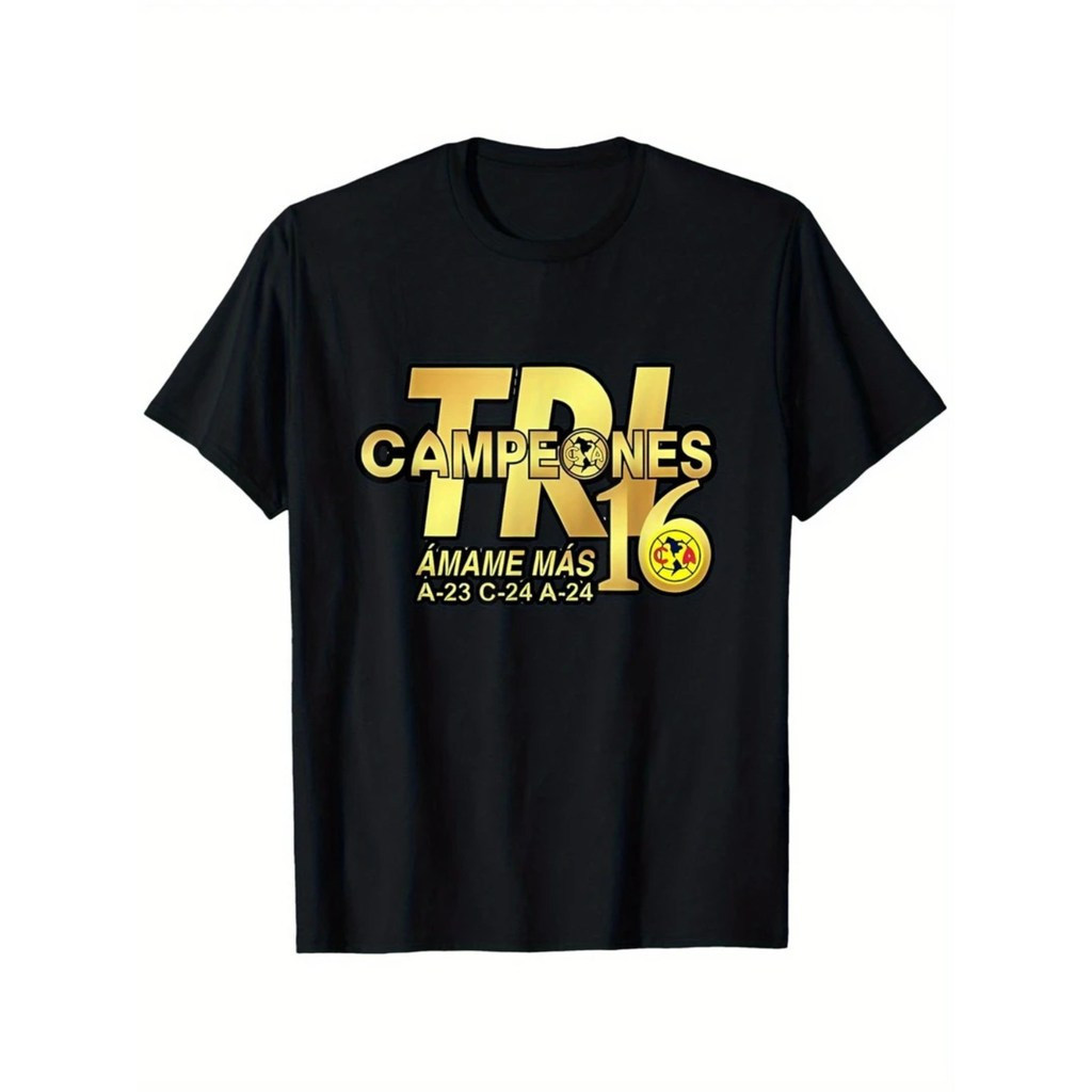 ทีเชิ้ต America Aguilas Club Tricampeon Amame Mas สำหรับผู้ชาย ผ้าฝ้ายนุ่มพิเศษ ระบายอากาศได้ดี แขนส