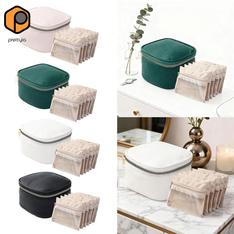 [สวย] Jewellery Organiser หนัง PU Jewellery Box Travel Jewelry Organizer 6 กํามะหยี่แยกนุ่มภายในเหมา