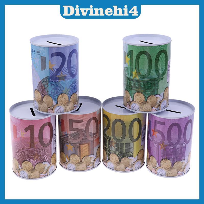 <divinehi4> Euro Dollar Money Box กระบอกปลอดภัย Piggy Bank Bank Bank สําหรับกล่องฝากเหรียญ