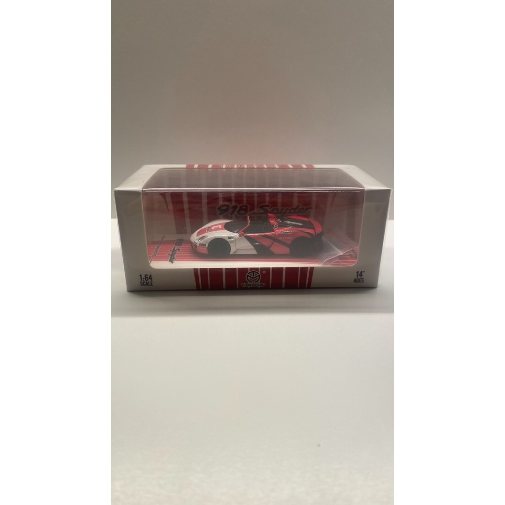 TimeMicro1: 64 Porsche 918 โมเดลรถ Le Man สีแดงศตวรรษที่ยังไม่ได้เปิดใหม่เอี่ยมรางวัลชนะการดูแลด้วยต