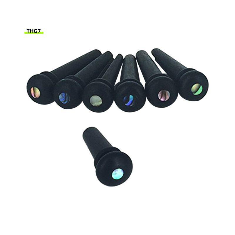 Belinda7Ebony Guitar Bridge Pins,Ebony End Pin,Endpin,Abanlone Dot สําหรับชิ้นส่วนกีตาร์โปร่งทดแทน (