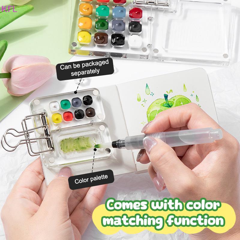 (KFL) Travel Watercolor Paint Palette Set Mini Poet Artist สีน้ํา Palette ชุดเดินทางสําหรับจิตรกรศิลปินนักเรียนขายร้อน