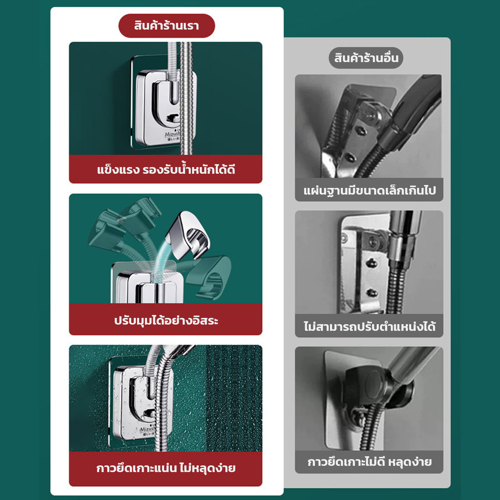 ที่แขวนฝักบัว แบบปรับได้ 120องศา  ใช้งานได้กับฝักบัวทั่วไป ติดตั้งง่าย ไม่ต้องเจาะผนัง เหมาะสำหรับห้องน้ำ - รูปที่ 2