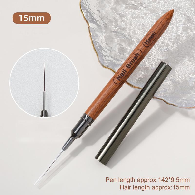 DSTH 6/9/12/15/18 มม.แปรงซับเล็บวาดเส้นแถบภาพวาดดอกไม้ปากกาเล็บแต่งเล็บไม้จันทน์ Handle HOT - รูปที่ 3