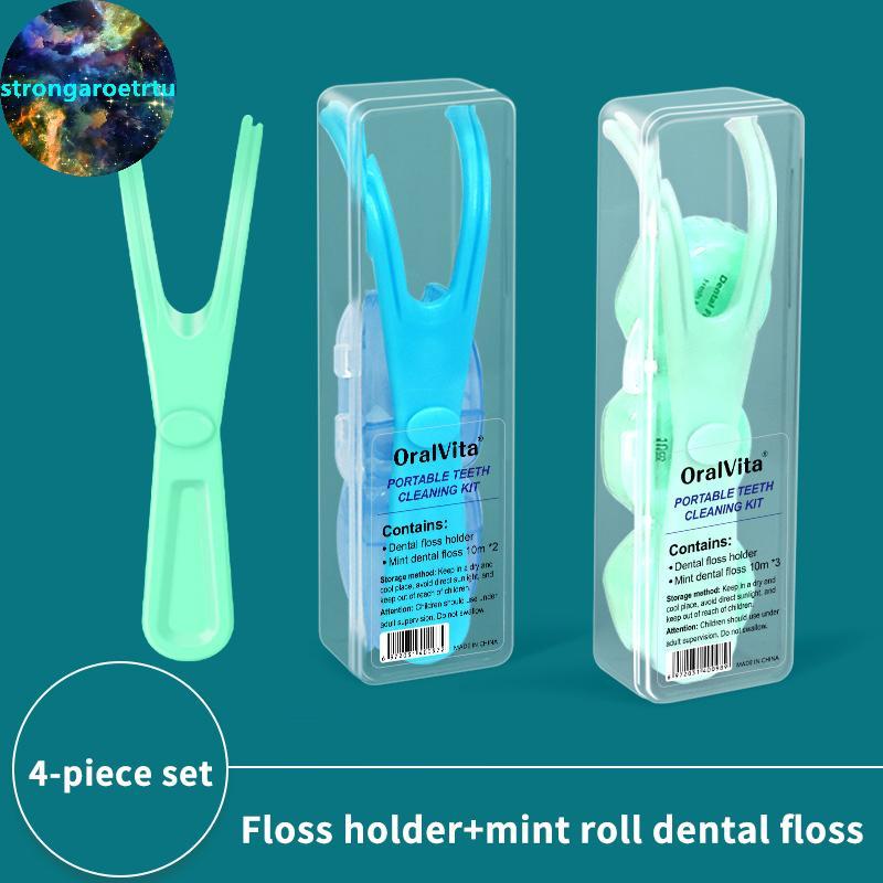 Strongaroetrtu 10 M Floss พร้อมผู้ถือกล่องเก็บทําความสะอาดฟัน Pis Reusable เปลี่ยน Handle Sti เครื่อ