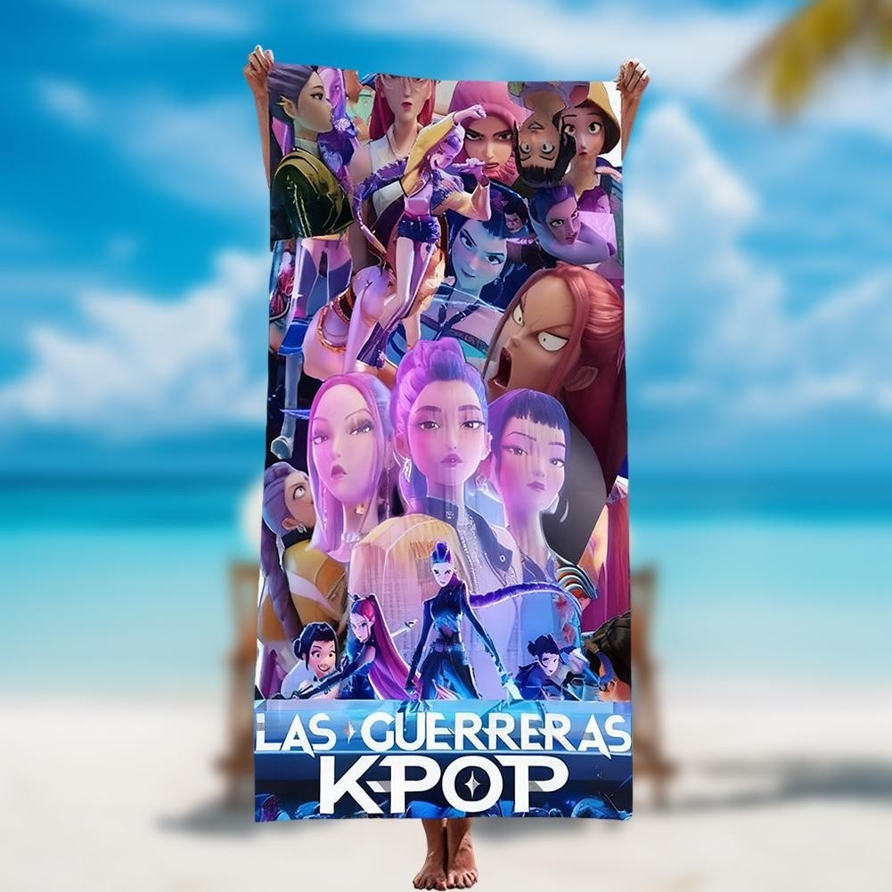 80*160 ซม.Kpop Demon Hunters ผ้าขนหนูนุ่มดูดซับน้ําผ้าเช็ดตัวชายหาดสําหรับในร่ม/กลางแจ้งโซฟา S3o0