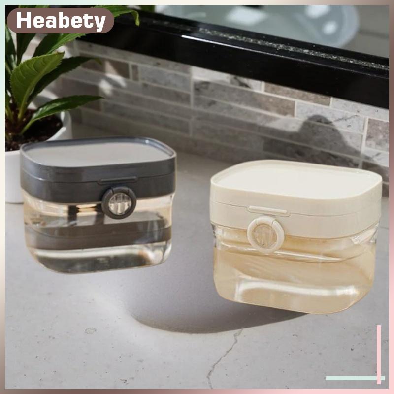 [ Heabety] 2 In 1 Multi-layer Retainer Case With Mirror Cleaning Storage Box With Cleaning Brush -Le