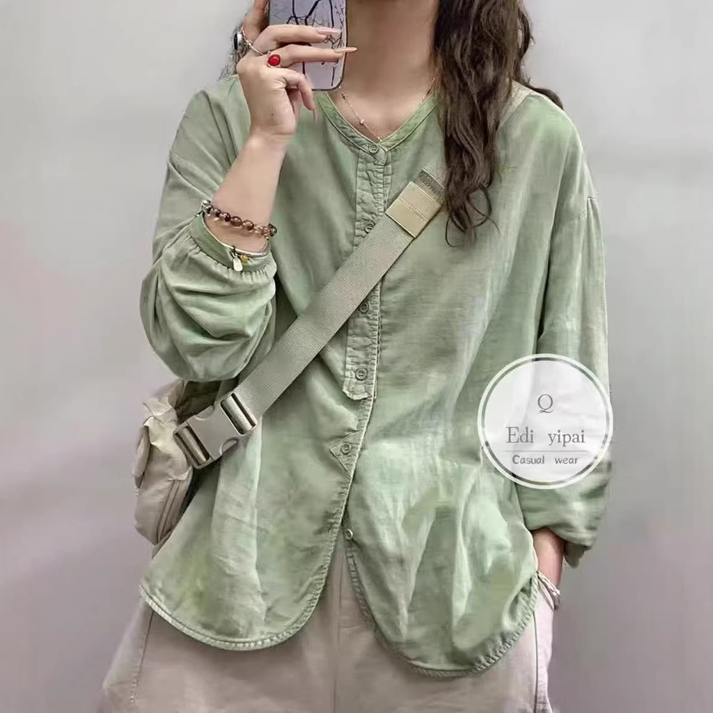 ที่มีคุณภาพสูงผู้หญิง100% เส้นด้ายฝ้ายเสื้อเสื้อสีทึบห่วงรอบแฟชั่นที่เรียบง่ายอเนกประสงค์ลูกเรือคอด้านบน